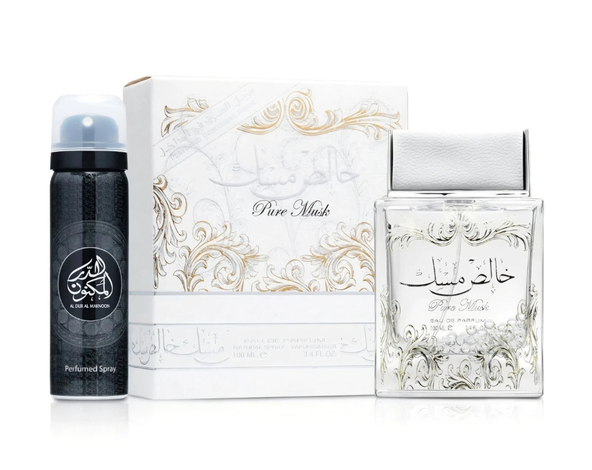 Lattafa Pure Musk Perfume Gift Set 100ml EDP + Deo Spray | Unisex Fragrance