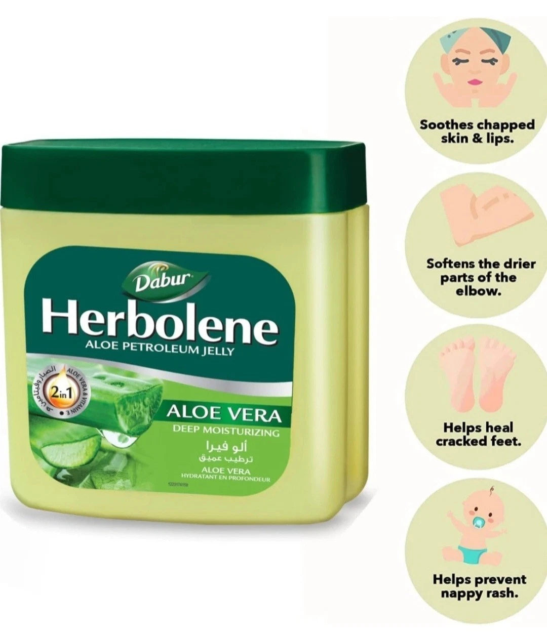 425ml + 125ml Dabur Herbolene Aloe Petroleum Jelly And Vitamin E Dry Skin